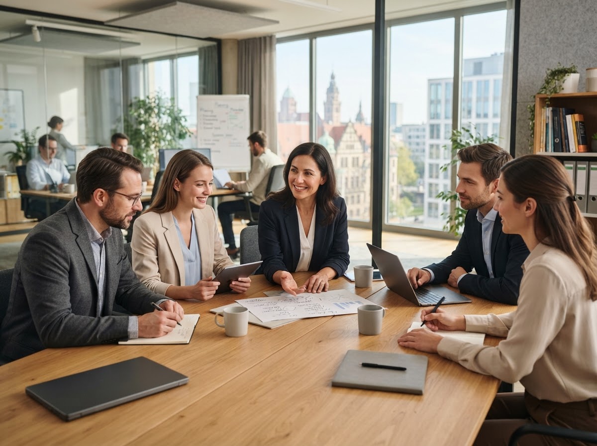 Quantex Finrevo team reviewing AI-generated market analysis for long-term family financial planning
